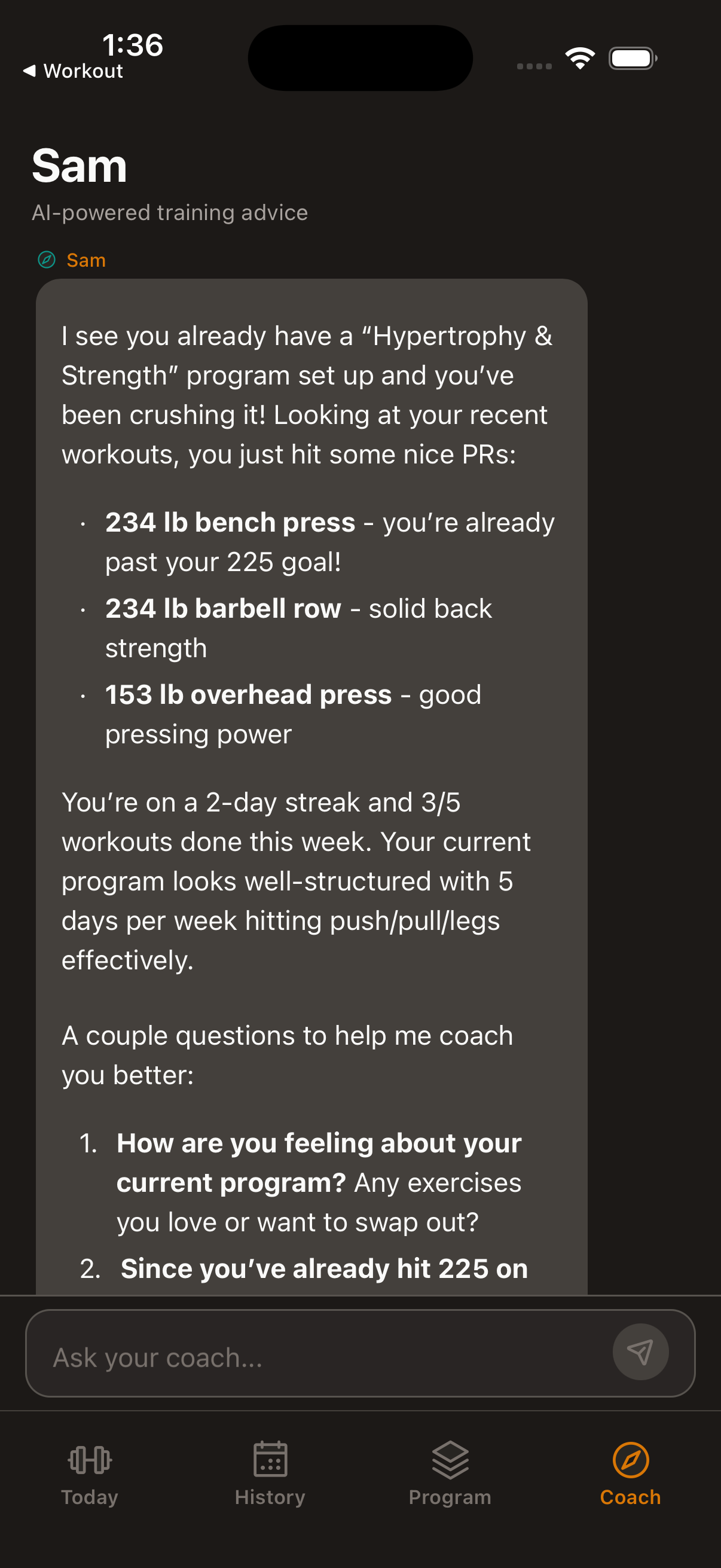 Gauge Fitness app screens